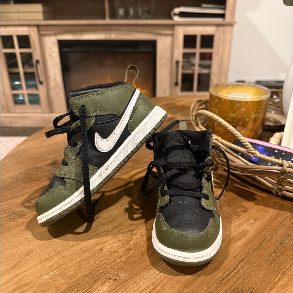 Kids Black and Green Nike Sneakers
